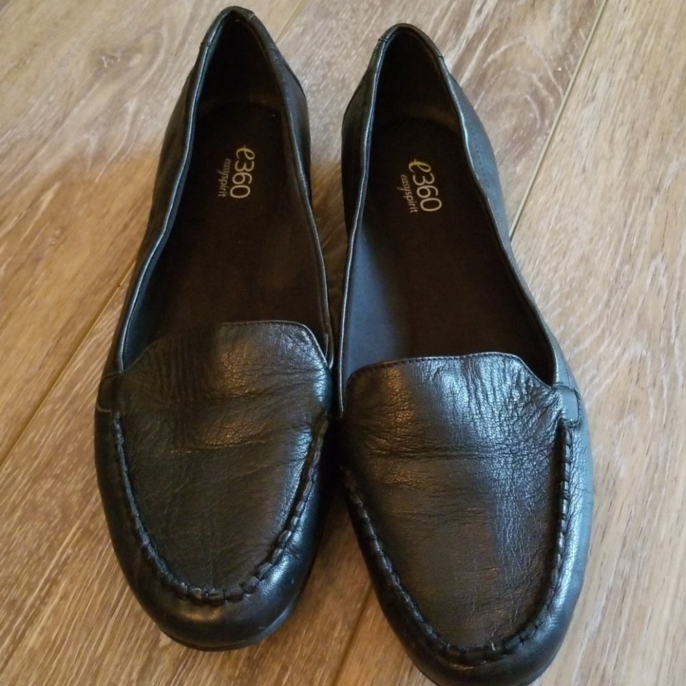 EUC black leather loafers